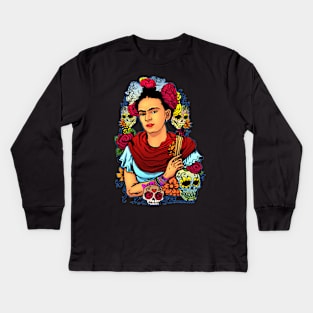 "LA MAESTRA"  Art by Rolo Ledesma Kids Long Sleeve T-Shirt